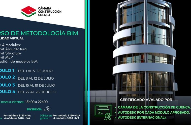 Curso Metodología BIM incluye 4 módulos: Revit Arquitectura, Revit Structure, Revit MEP y Gestión de modelos BIM
