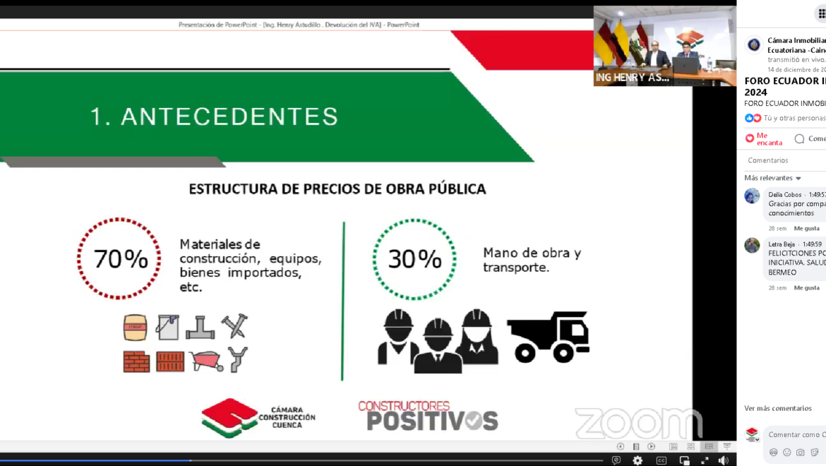 Participación del presidente de la Cámara de Construcción de Cuenca en el Foro «Ecuador Inmobiliario 2024